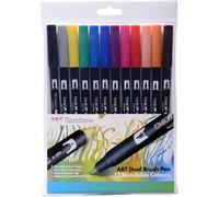 Abt Lot De 12 Feutres/Pinceaux 2 En 1 Couleurs Primaires[X967]