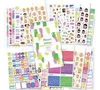 ABTOLS 28 feuilles/2200 autocollants esthétiques pour planificateur jour et mois, mini planificateur budgétaire coloré, autocollants de planification pour calendrier, journal, événements saisonniers