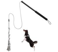 ABtool Flirt Pole et d’entraînement en Plein air pour Moyens et Petits Chiens, Baguette Teaser Extensible, Jouet Interactif Extérieur Bâton De Flirt pour Animaux De Compagnie Extérieur Exercice