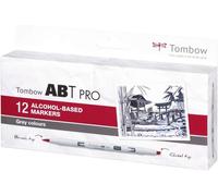 Abtp-12p-3 Marqueur À Base D'alcool Abt Pro À Deux Pointes, Set De 12 Pièces, Grey Colors[Z2779]
