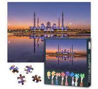 Abu Dhabi Puzzle pour adultes 1000 blocs Émirats arabes unis, grande mosquée Abu Dhabi, puzzle pour adultes islamiques pour adultes, jeux de puzzle ou jouets pour amis plus âgés, 50 x 70 cm