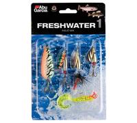 Abu Garcia Eau Douce Mix 1 - à la Truite et à la Perche - Comprend des cuillères, des cuillères tournantes et des appâts Souples - Kit Complet de pêche en Eau Douce, Assorti et varié