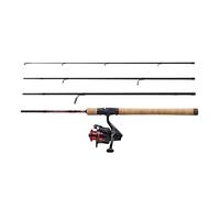 Abu Garcia Diplomat V2 Travel Combo, Rod and Reel Combo Perfect for Travel, Spinning, Lure Fishing, Supplied With Hard Travel Case, Various Lengths and Casting Weights Available, Black/Red, 2,13 m