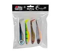 Abu Garcia Mcprey Paddle Tail Leurre Souple pour Brochet et Perche - 4 Pack avec des Couleurs Différentes pour la Pêche des Carnassiers au Leurre Souple, Essentials