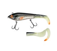 Abu Garcia Svartzonker McHybrid - Leurre de pêche Hybride Souple et Dur - Glow Shad 16,5 cm
