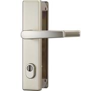 ABUS Garniture de porte HLZS814 F2 – poignées 2 côtés, protection EK, cylindre rectang. Argenté