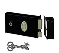 ABUS Serrure en applique 33363 – horizontale à fouillot – pêne dormant – ouvrant à droite – Noir
