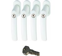 ABUS 442599 FG200 W SB Poignée de Fenêtre verrouillable, blanc En Ensemble 4 Pièces