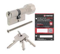 ABUS A93 Cylindre de serrure à fermeture identique fabriqué individuellement, système de fermeture avec 3 clés et carte de code ToniTec - Profil C73 - Taille 70/50 K - Cylindre à bouton