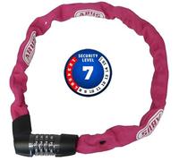 Abus Antivol à chaîne Tresor 1385 - Serrure à Combinaison en Acier trempé - chaîne carrée de 7 mm d'épaisseur - Niveau de sécurité 7-85 cm - Corail