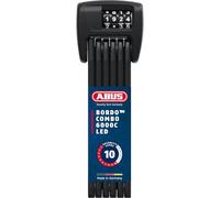 ABUS Antivol pliable Bordo 6000C LED avec support d'antivol SH - antivol vélo pliable avec code chiffré éclairé - niveau de sécurité 10 - longueur 90 cm