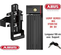 ABUS Antivol UGRIP BORDO 5700K/100 BK SH ( poids 1,3 KG ) 100cm + Support - NOIR