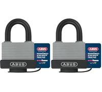 ABUS Cadenas 70AL/45 en aluminium massif - résistant aux intempéries - avec capuchon de protection et gaine plastique - niveau de sécurité ABUS 5 - argenté (Lot de 2)