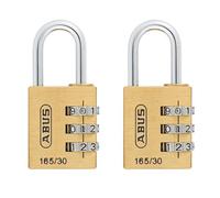 ABUS Cadenas à combinaison 165/30 - Cadenas en laiton - avec code à combinaison réglable individuellement - Cadenas pour valises/casiers - de sécurité ABUS 3 - Lot de 2