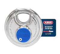 ABUS Cadenas Diskus 24IB/60 en acier inoxydable - avec protection circulaire de 360° - pour la sécurisation en cas de fortes intempéries - 35042 - Niveau de sécurité ABUS 7 - Argent/Bleu