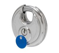 ABUS Cadenas Diskus 24IB/70 en acier inoxydable - avec protection circulaire de 360° - résistant aux intempéries - 02050 - Niveau de sécurité 8 - Argent/Bleu