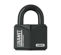 ABUS Cadenas en granit 37/55 pour une utilisation en extérieur - En acier spécial trempé - Clé avec lumière LED - Avec cylindre à disque ABUS-Plus - Niveau de sécurité ABUS 10 - Noir