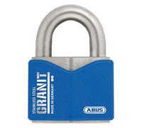 ABUS Cadenas en Granit 37ST/55#SZP en Acier Inoxydable - pour Utilisation Extérieure - avec Carte de Sécurité et Cylindre à Disque - Niveau de Sécurité ABUS 10 - Bleu/Argenté