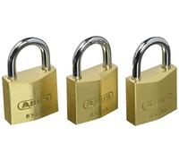 ABUS Cadenas en Laiton 65/30 - Lot de 3, Fermeture Identique, Niveau 4 | Cylindre à disque ABUS-Plus, double verrouillage, revêtement Black Granit anti-corrosion - idéal entrepôts et installations