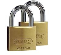 ABUS Cadenas en laiton 65/40 - Jeu de 2 cadenas à fermeture identique - cadenas de cave, de casier, etc. - corps de serrure en laiton - anse en acier trempé - niveau de sécurité ABUS 5