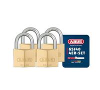 ABUS Cadenas en laiton 65/40 – Jeu de 4, fermeture identique, anse acier trempé, niv. sécurité 5