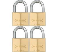 ABUS Cadenas en laiton 65/40 - Jeu de 4 cadenas à fermeture identique - cadenas de cave, de casier, etc. - corps de serrure en laiton - anse en acier trempé - niveau de sécurité 5