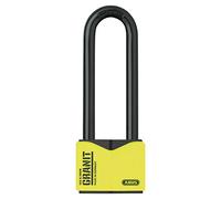 ABUS Cadenas Granit 37/55HB100 à anse haute - pour une utilisation en extérieur - en acier spécial trempé - clé avec lumière LED - niveau de sécurité ABUS 10 - noir/jaune