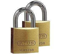 ABUS Cadenas laiton 65/30 - Lot de 2, fermeture identique - corps du cadenas en laiton massif - anse en acier trempé - niveau de sécurité ABUS 4