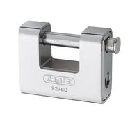ABUS Cadenas Monobloc 92/80 - Cadenas en laiton avec gaine en acier - pour distributeurs automatiques, grilles roulantes, etc. - avec goujon épais - niveau de sécurité ABUS 8 - argent