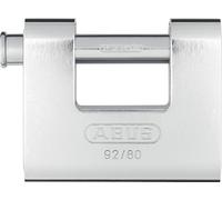 ABUS Cadenas Monobloc 92/80 - Cadenas en laiton avec gaine en acier - pour distributeurs automatiques, grilles roulantes, etc. - avec goujon épais - niveau de sécurité 8 - argent