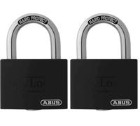 ABUS Cadenas T65AL/40 myLOCK - inscriptible individuellement - cadenas à broche - corps de serrure en aluminium massif - niveau de sécurité 5 - noir (Lot de 2)