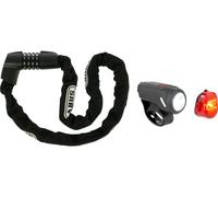 ABUS Cadenas Tresor 1385 + Éclairage Sigma StVZO Set Safe & Secure noir universal