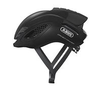 ABUS Casque de Vélo de Route Gamechanger, Noir Brillant, Taille S | Casque vélo avec sangles aérodynamiques, système de ventilation, porte-lunettes, réglage, ouverture queue de cheval
