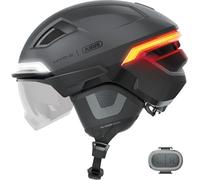 ABUS Casque de vélo HYP-E ACE - avec feu Avant, feu arrière et Clignotant - avec visière et protège-Oreilles - Convient Aussi pour E-Bike et S-Pedelec - pour Femmes et Hommes