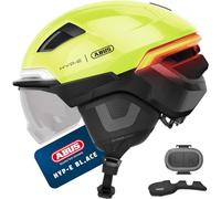 ABUS Casque de vélo HYP-E B.Lace - avec feu Avant, feu arrière et Clignotant Ainsi Que feu Stop sans Fil - avec visière et protège-Oreilles Taille S, Gris