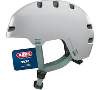 ABUS Casque de vélo XOXO - Casque urbain au look skateur - Casque pour skateboard, vélo, trottinette - avec mentonnière optimisée - pour adolescents et adultes - taille M, gris