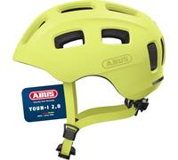 ABUS Casque de vélo Youn-I 2.0 - avec éclairage pour enfants, adolescents et jeunes adultes - pour filles et garçons - jaune uni, taille M