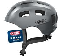 ABUS Casque de vélo Youn-I 2.0 - avec éclairage pour Enfants, Adolescents et Jeunes Adultes - pour Filles et garçons - Argent, Taille S