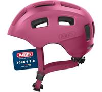 ABUS Casque de vélo Youn-I 2.0 - avec lumière pour Enfants, Adolescents et Jeunes Adultes - pour Filles et garçons - Rouge uni, Taille M