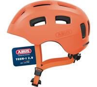 ABUS Casque de vélo Youn-I 2.0 - avec lumière pour enfants, adolescents et jeunes adultes - pour filles et garçons - orange uni, taille M