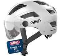 ABUS Casque de ville Hyban 2.0 ACE - Casque de vélo avec visière, lumière et coque dure ABS - pour femmes et hommes