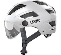 ABUS Casque de ville Hyban 2.0 ACE - Casque de vélo avec visière, lumière et coque dure ABS - pour hommes et femmes - Blanc, taille M
