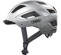 ABUS Casque de ville Hyban 2.0 - Casque de vélo avec feu arrière, coque dure ABS, bonne tenue - pour femmes et hommes - Argent, , Taille M (52-58 cm)