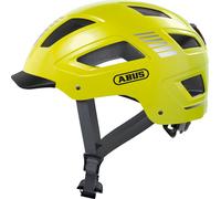 ABUS Casque de ville Hyban 2.0 - Casque de vélo avec feu arrière, coque dure ABS, bonne tenue - pour femmes et hommes - Jaune, , Taille M (52-58 cm)