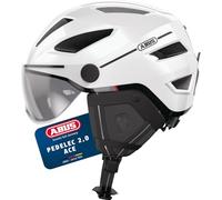 ABUS Casque vélo Pedelec 2.0 ACE – feu arrière, visière – Pearl White S (51-55 cm)