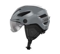 ABUS Casque de ville Pedelec 2.0 ACE - casque de vélo avec feu arrière, visière, bonnet de pluie, protection des oreilles - pour hommes et femmes