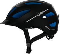 ABUS Casque de ville Pedelec 2.0 - Casque de vélo avec feu arrière et visière anti-pluie - pour le trafic urbain - pour femmes et hommes - Noir/Bleu, ?, Taille M (52-57 cm ?)