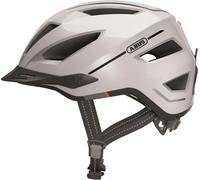 ABUS Casque de ville Pedelec 2.0 - Casque de vélo avec feu arrière et visière anti-pluie - pour le trafic urbain - pour femmes et hommes - Blanc, taille M (52-57 cm)