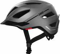 ABUS Casque de ville Pedelec 2.0 - Casque de vélo avec feu arrière et visière anti-pluie - pour le trafic urbain - pour femmes et hommes - Argent, taille S (51-55 cm)
