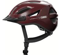ABUS Casque de ville Urban-I 4.0 - Casque de vélo avec feu arrière rechargeable, 2 modes d'éclairage, visière, et fermeture magnétique - pour adolescents, femmes et hommes - taille M, rouge